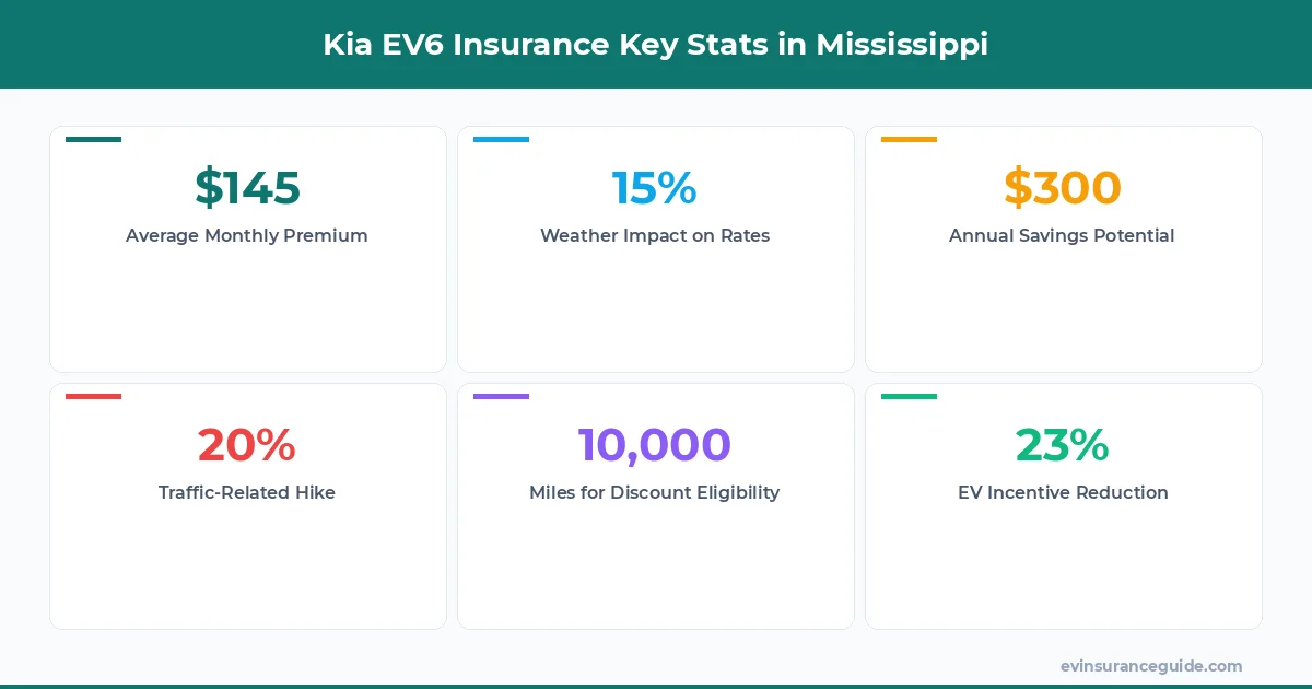 Kia EV6 Insurance Key Stats in Mississippi