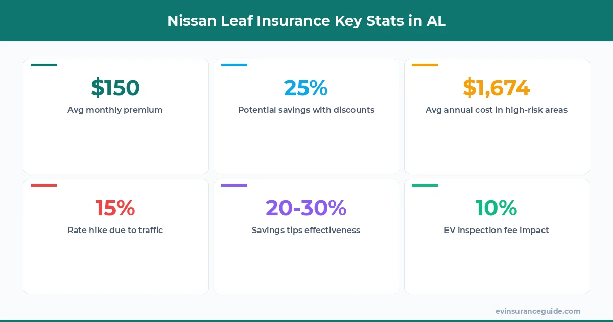 Nissan Leaf Insurance Key Stats in AL