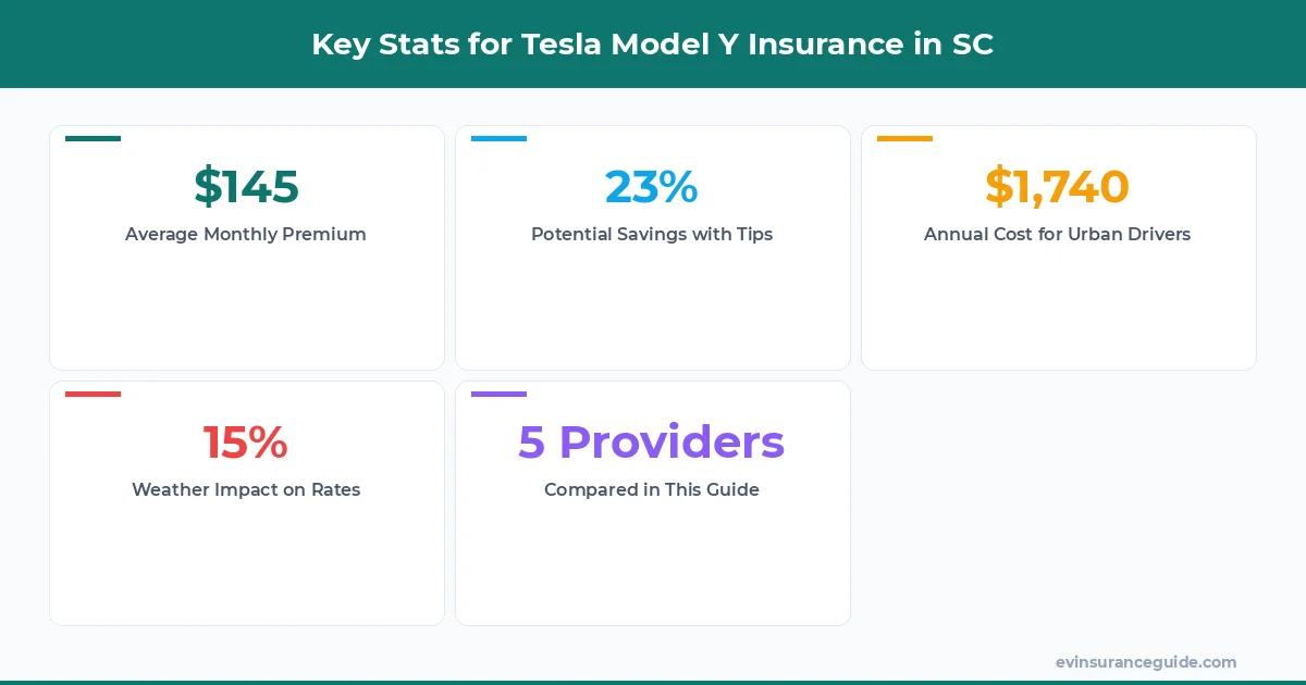 Key Stats for Tesla Model Y Insurance in SC