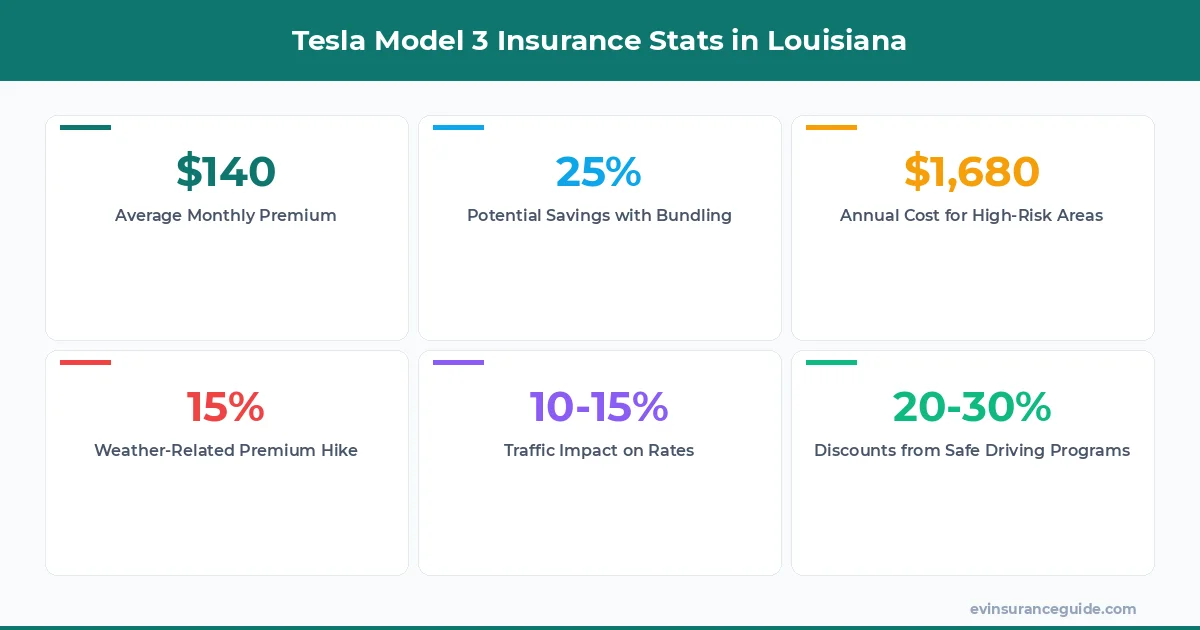 Tesla Model 3 Insurance Stats in Louisiana