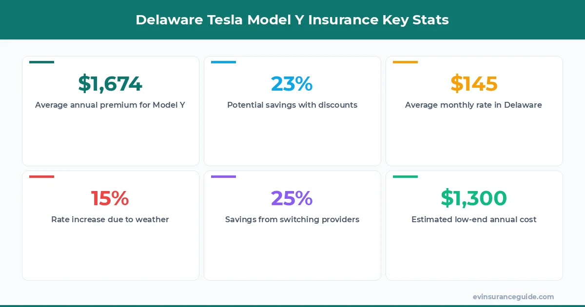 Delaware Tesla Model Y Insurance Key Stats