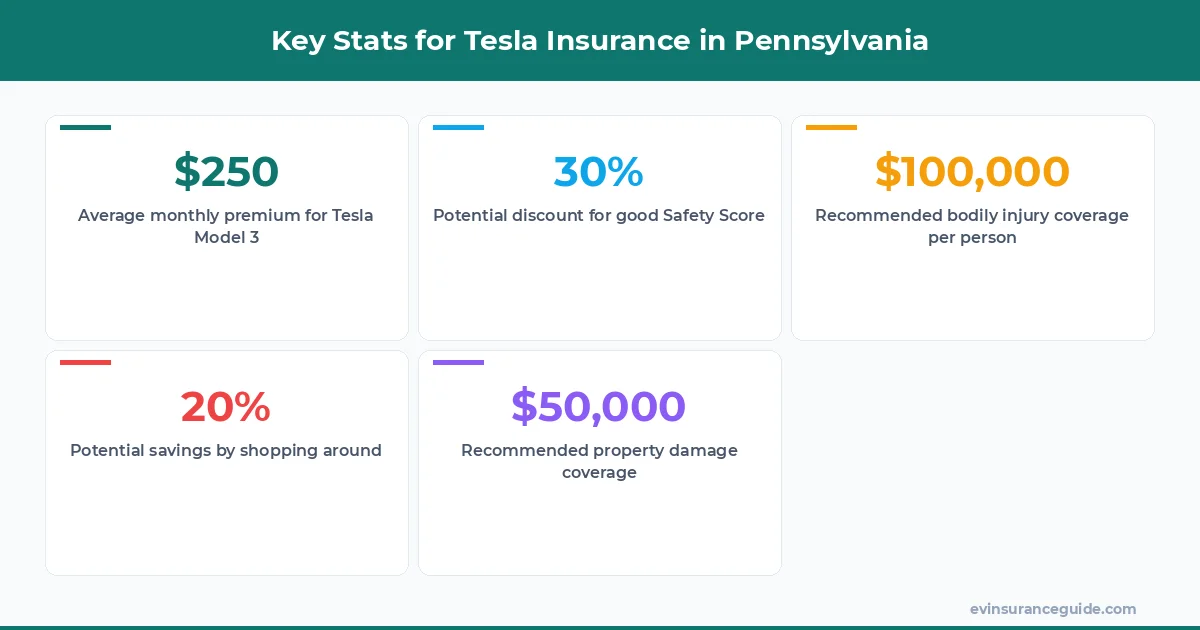 Key Stats for Tesla Insurance in Pennsylvania