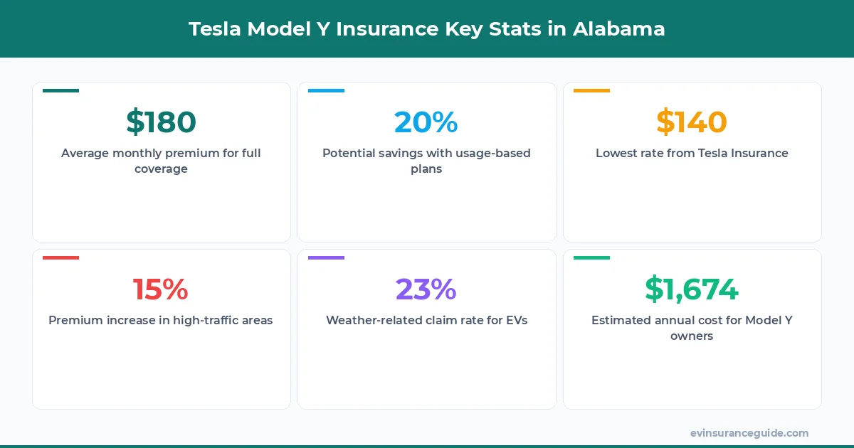 Tesla Model Y Insurance Key Stats in Alabama