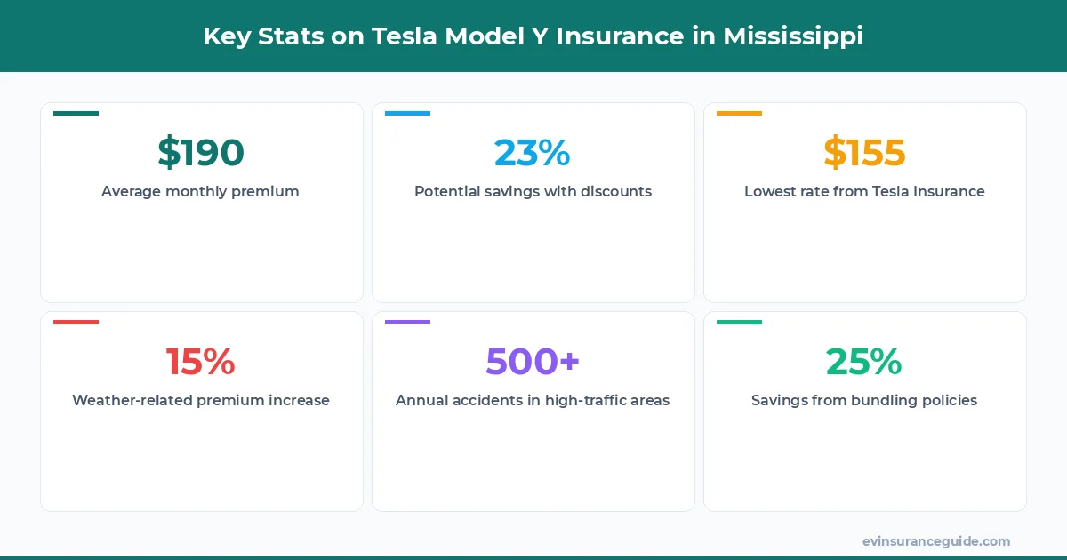 Key Stats on Tesla Model Y Insurance in Mississippi